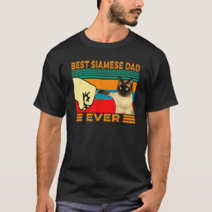 T-shirt Rétro Vintage Meilleur Papa de Chat Siamois Fist B