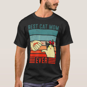 T-shirt Rétro Vintage Meilleure Maman de Chat Fist Bump C