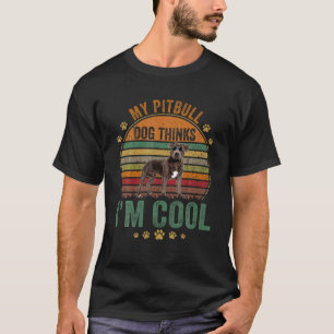 T-shirt Retro Vintage Mon Pitbull Chien Pense Puppy Pitbul