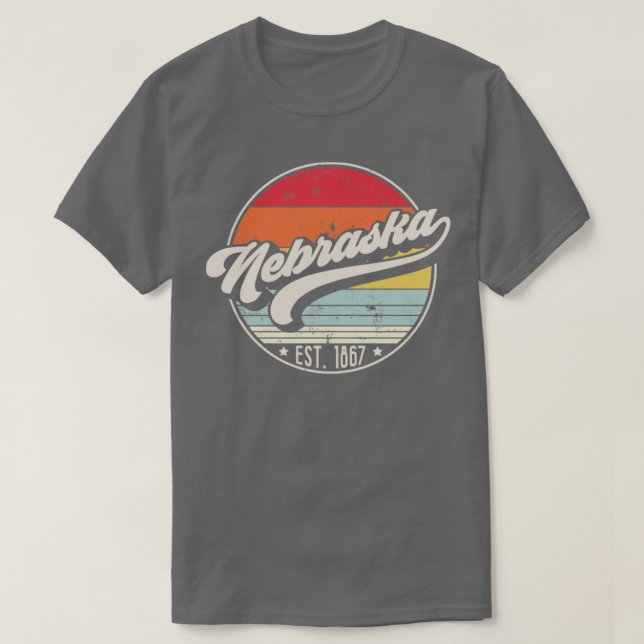 T-shirt Retro Vintage Nebraska Design Est (Design devant)