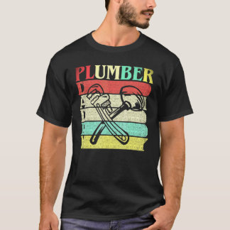 T-shirt Retro Vintage papa Plumber Plumbing Papa Cadeau