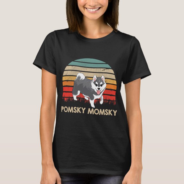T-shirt Retro Vintage Pomsky Momsky Pet Pomsky (Devant)