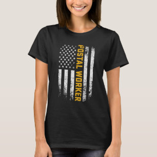 T-shirt Retro Vintage Postal Worker American Flag Us Posta