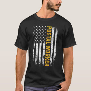 T-shirt Retro Vintage Postal Worker American Flag Us Posta