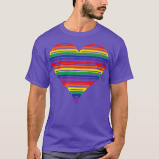 T-shirt Retro Vintage Rainbow Pride Coeur