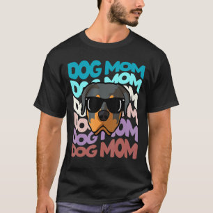 T-shirt Retro Vintage Rottweiler Chien Maman Cool Lunettes