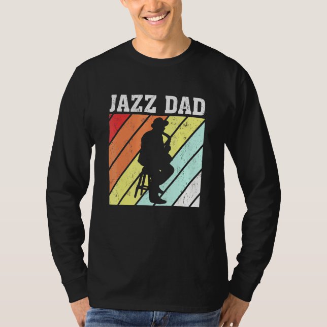 T-shirt Retro Vintage Saxophone Jazz Music Papa (Devant)