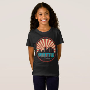 T-Shirt Retro Vintage Seattle Washington State Skyline 80