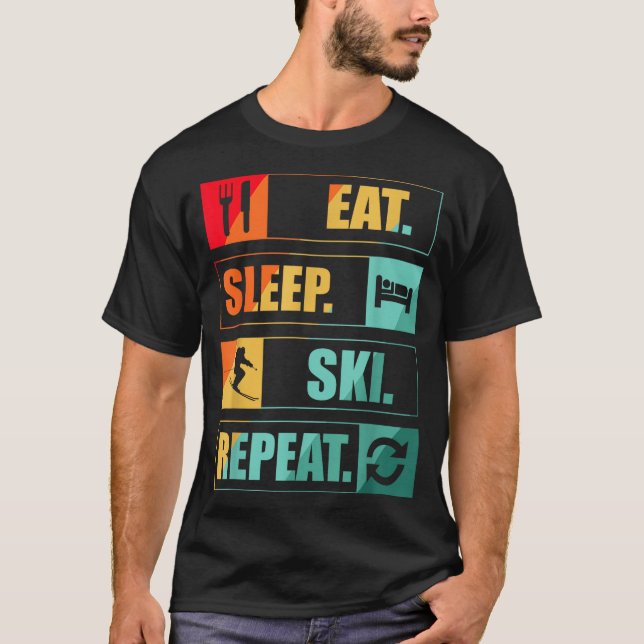 T-shirt Retro vintage ski neige  (Devant)