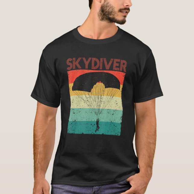 T-shirt Retro Vintage Skydiver Skydiving Lover Parachuting (Devant)