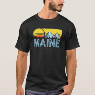 T-shirt Retro Vintage Sunset Maine États-Unis Camping Et H