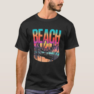 T-shirt Retro Vintage Sunset Palm Trees Beach Bum Leopard