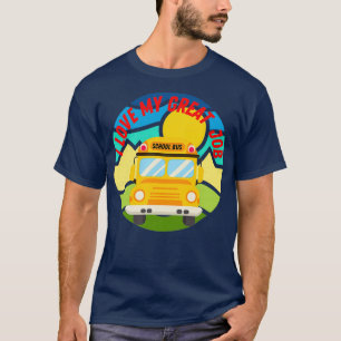 T-shirt Rétro Vintage Sunset School Bus Driver I Love My G