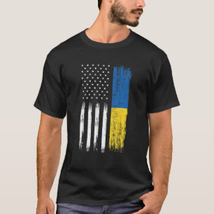 T-shirt Retro Vintage Ukraine American Flag Prifit U