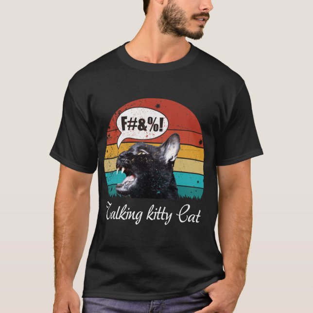 T-shirt Retro vintagealking Kitty Cat gift boy (Devant)