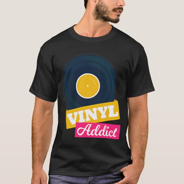 T-shirt Retro Vinyl Addict Style Vintage (Devant)