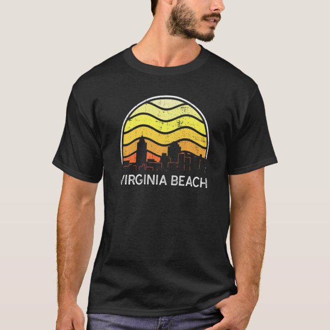 T-shirt Retro Virginia Virginia Beach Visitors Skyline Vin (Devant)
