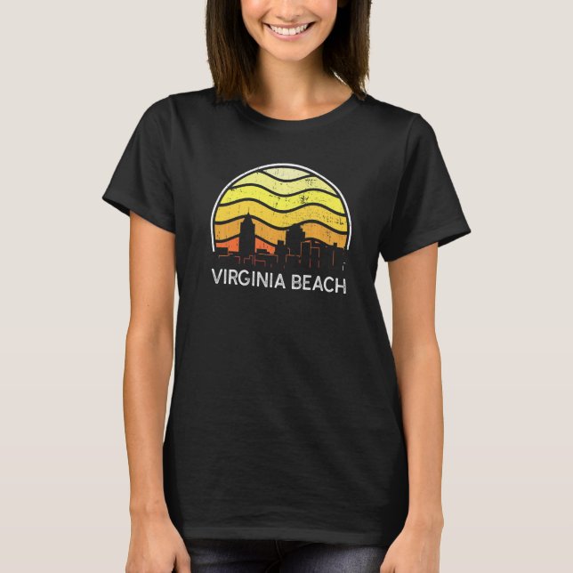 T-shirt Retro Virginia Virginia Beach Visitors Skyline Vin (Devant)