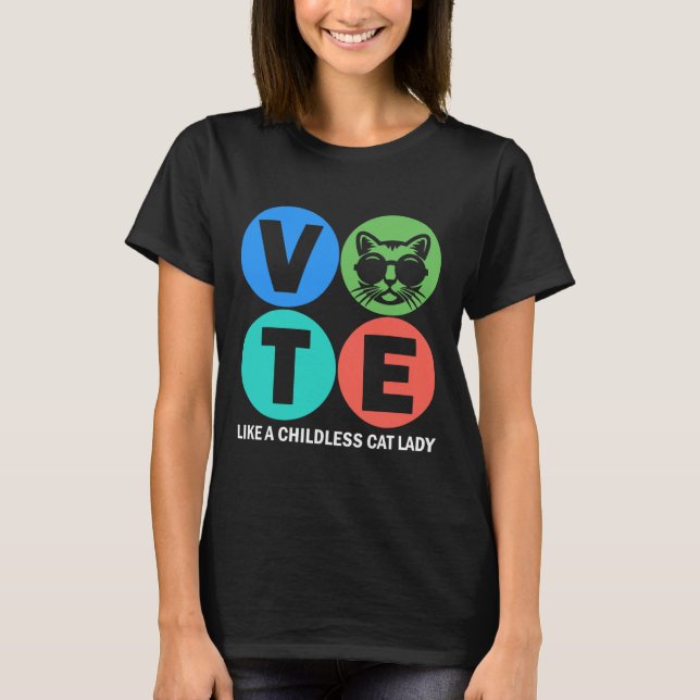 T-shirt Rétro Voter Comme Une Femme Sans Enfant Vote Kam (Devant)