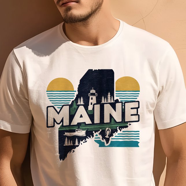 T-shirt Retro Voyage Iconic Maine Graphic (Créateur téléchargé)