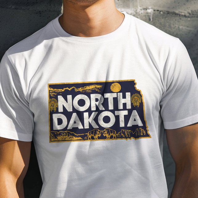 T-shirt Retro Voyage Iconique North Dakota Graphic (Créateur téléchargé)