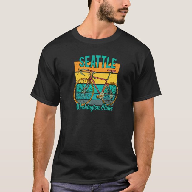 T-shirt Retro Washington Rider Pour Seattle Bicycle Enthus (Devant)