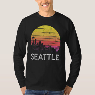 T-shirt Retro Washington Seattle Skyline Vintage Urban Bui
