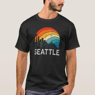 T-shirt Retro Washington Seattle Skyline Vintage Urban Sky