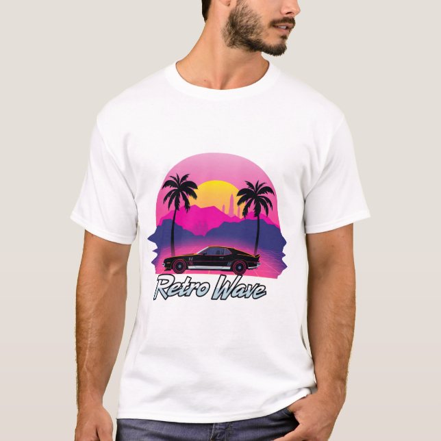 T-shirt “Retro Wave” Sunset Graphic (Devant)