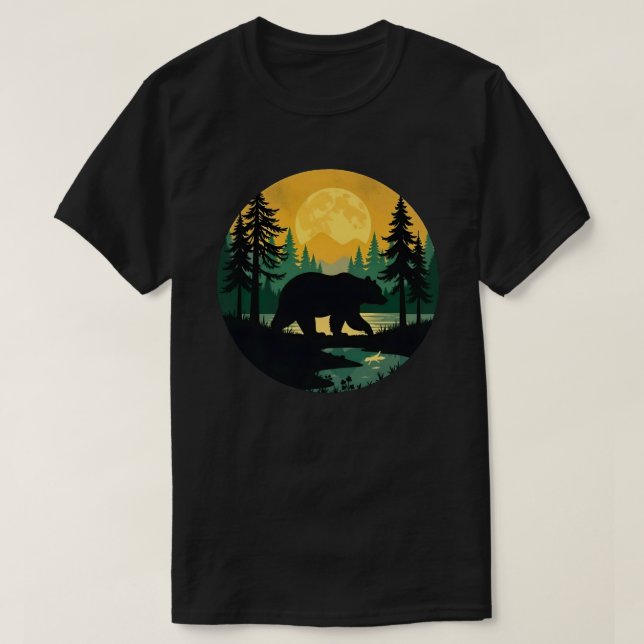 T-shirt Retro Wildlife Forest Bear Outdoors Nature  (Design devant)