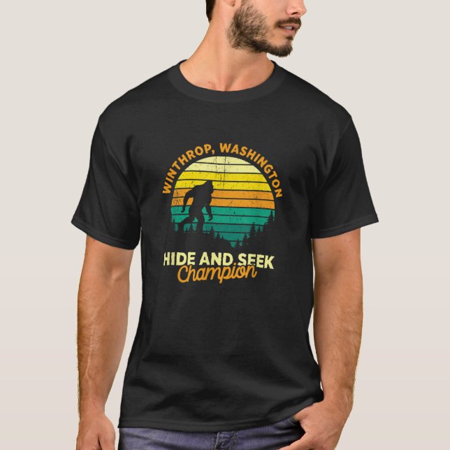 T-shirt Retro Winthrop Washington Big foot Souvenir (Devant)