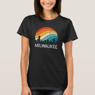 T-shirt Rétro Wisconsin Milwaukee Skyline Vintage Urban Sk