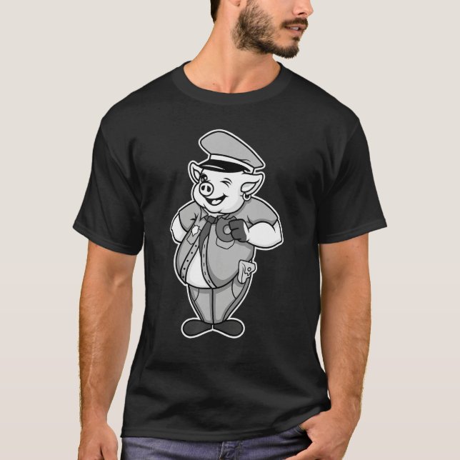 T-shirt Retro Women Mens Pig Cop, Farm Animal Lover, I Lov (Devant)