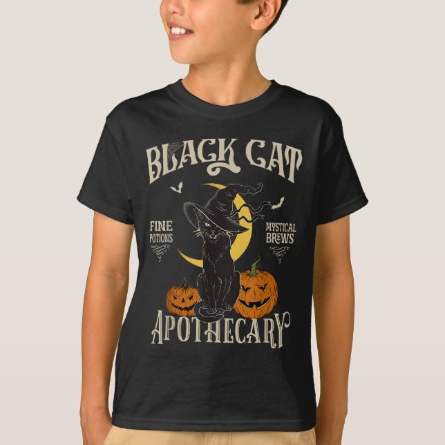 T-shirt Retro Y Halloween Costume Black Cat M Athecary  (Devant)