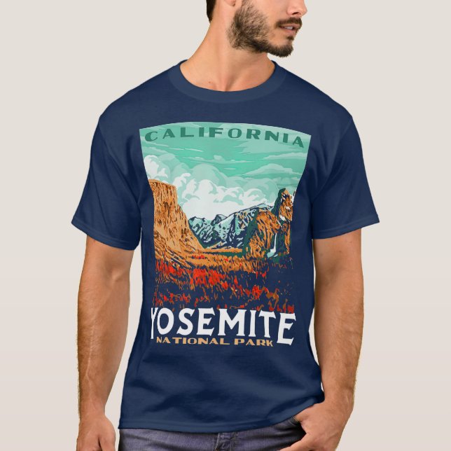 T-shirt Rétro Yosemite National Park Valley Style WPA (Devant)