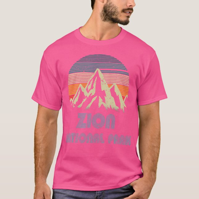 T-shirt Retro Zion National Park Mountain Outdoor Randonné (Devant)