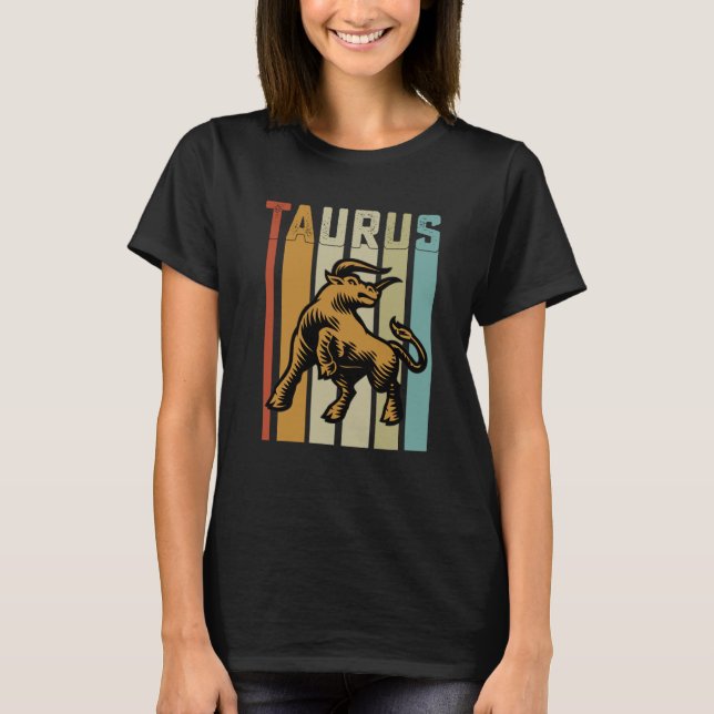 T-shirt Retro Zodiac Taurus Vintage Style Astrology (Devant)