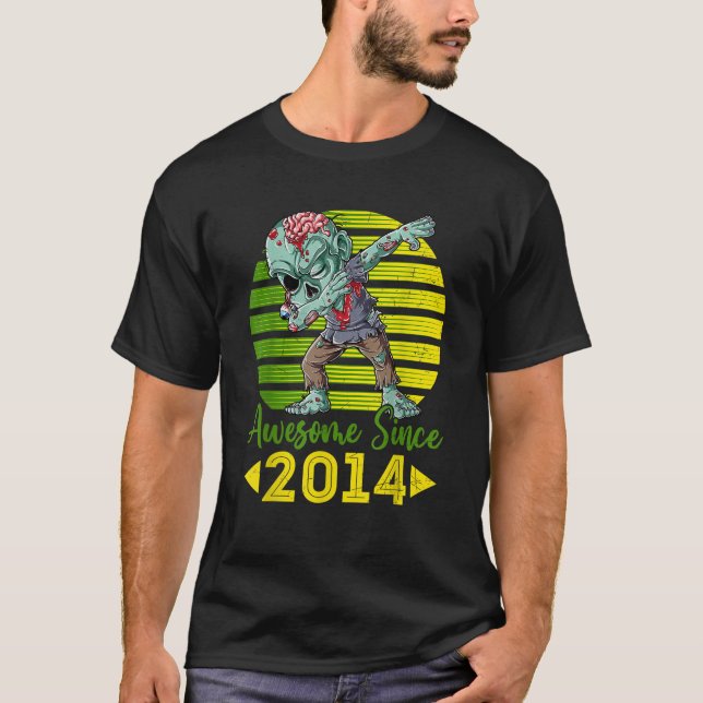 T-shirt Retro Zombie Dabbing Awesome depuis 2014 8ème Anni (Devant)
