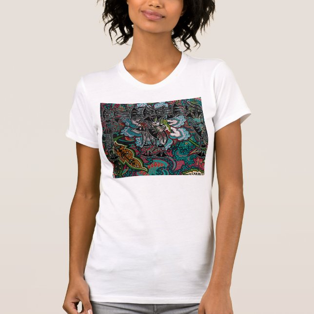 T-SHIRT RÉTROS FLEURS ET CLOCHES UNIQUES DE CONCEPTION (Devant)