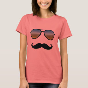 T-shirt Rétros lunettes de soleil drôles avec la moustac