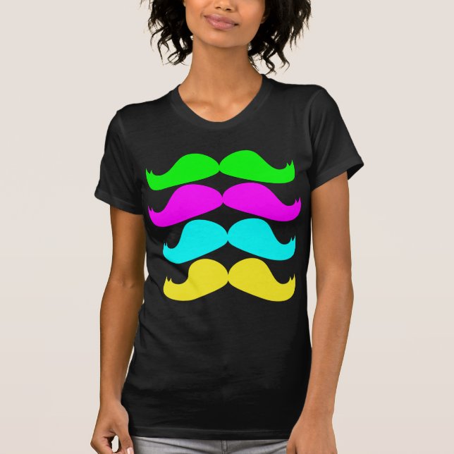 T-shirt Rétros moustaches de RVB Fluo (Devant)