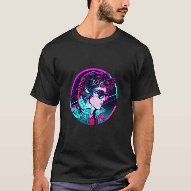 T-shirt Retrowave Synthwave 80s Character For The Eighties (Devant)