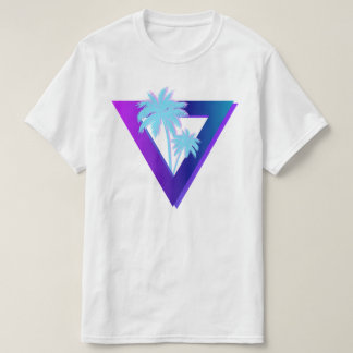 T-SHIRT RETROWAVE SYNTHWAVE PALMIERS TRIANGLE CHEMISE