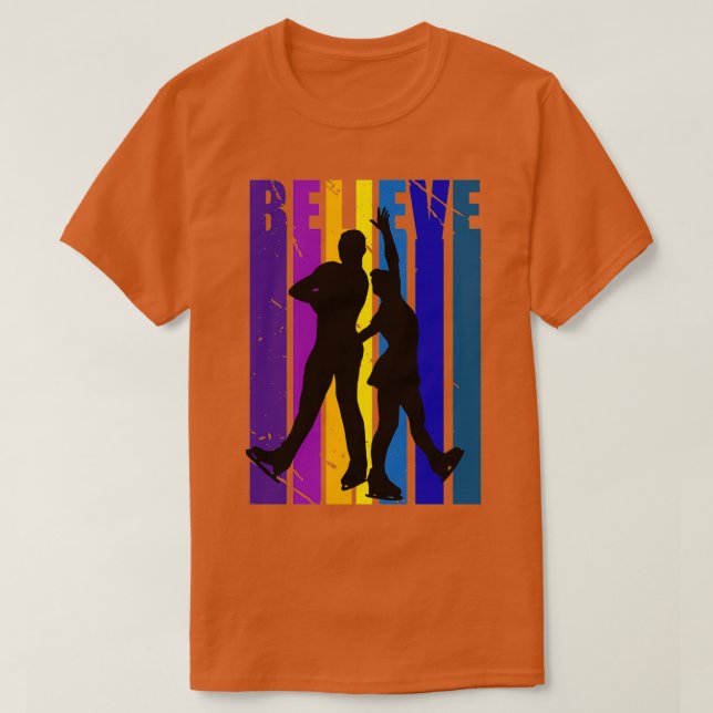 T-shirt Retrp Couples de patinage sur glace Paires de pati (Design devant)