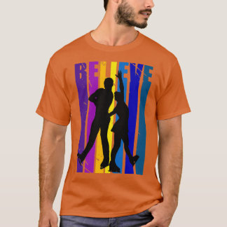 T-shirt Retrp Couples de patinage sur glace Paires de pati