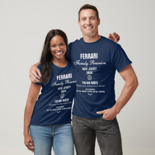 T-shirt Réunion de famille moderne personnalisée bleu roya
