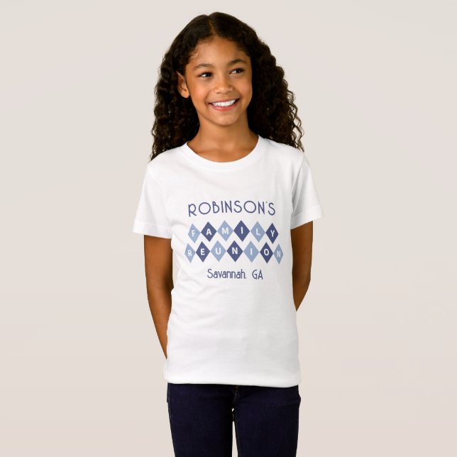 T-Shirt Réunion de famille Noms personnalisés Date Lieu Fi (Devant entier)