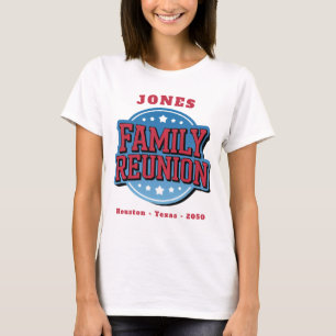 T-shirt Réunion de famille Rouge, Blanc, Bleu 