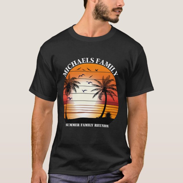 T-shirt Réunion en famille Summer Sunset Beach Palm (Devant)