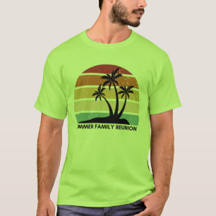 T-shirt Réunion en famille Summer Sunset Beach Palmier